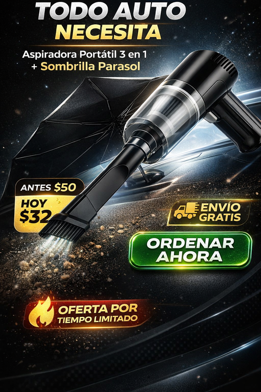 AutoClean Pro "Aspiradora + Protector de Parabrisas"